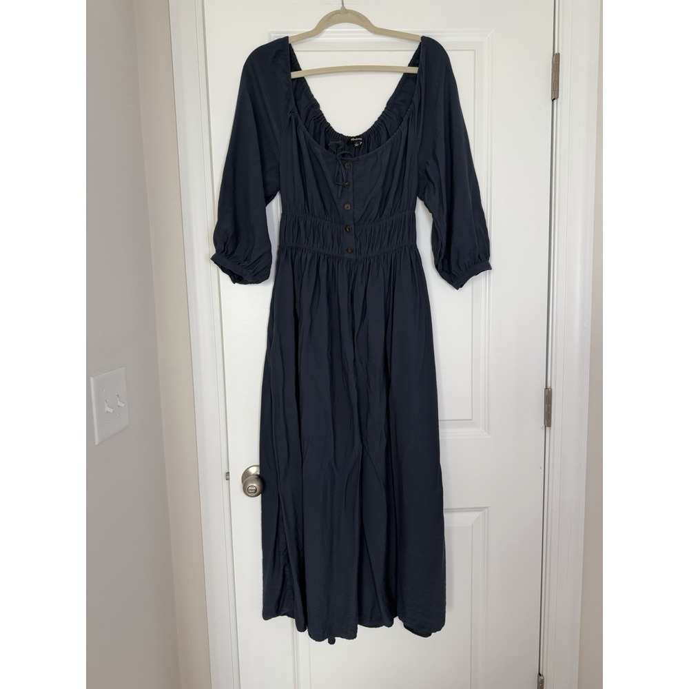Madewell Sophia Twill Midi Women's Dress Off‎ Shoulder Size Small Cottagecore